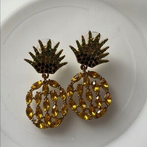 BaubleBar Green and Gold Pineapple Earrings